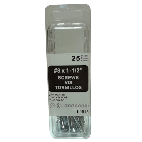 Amerimax Home Products Wood Screw, #8, 1-1/2 in, Zinc Plated Trim Head 25 PK L0615 - main